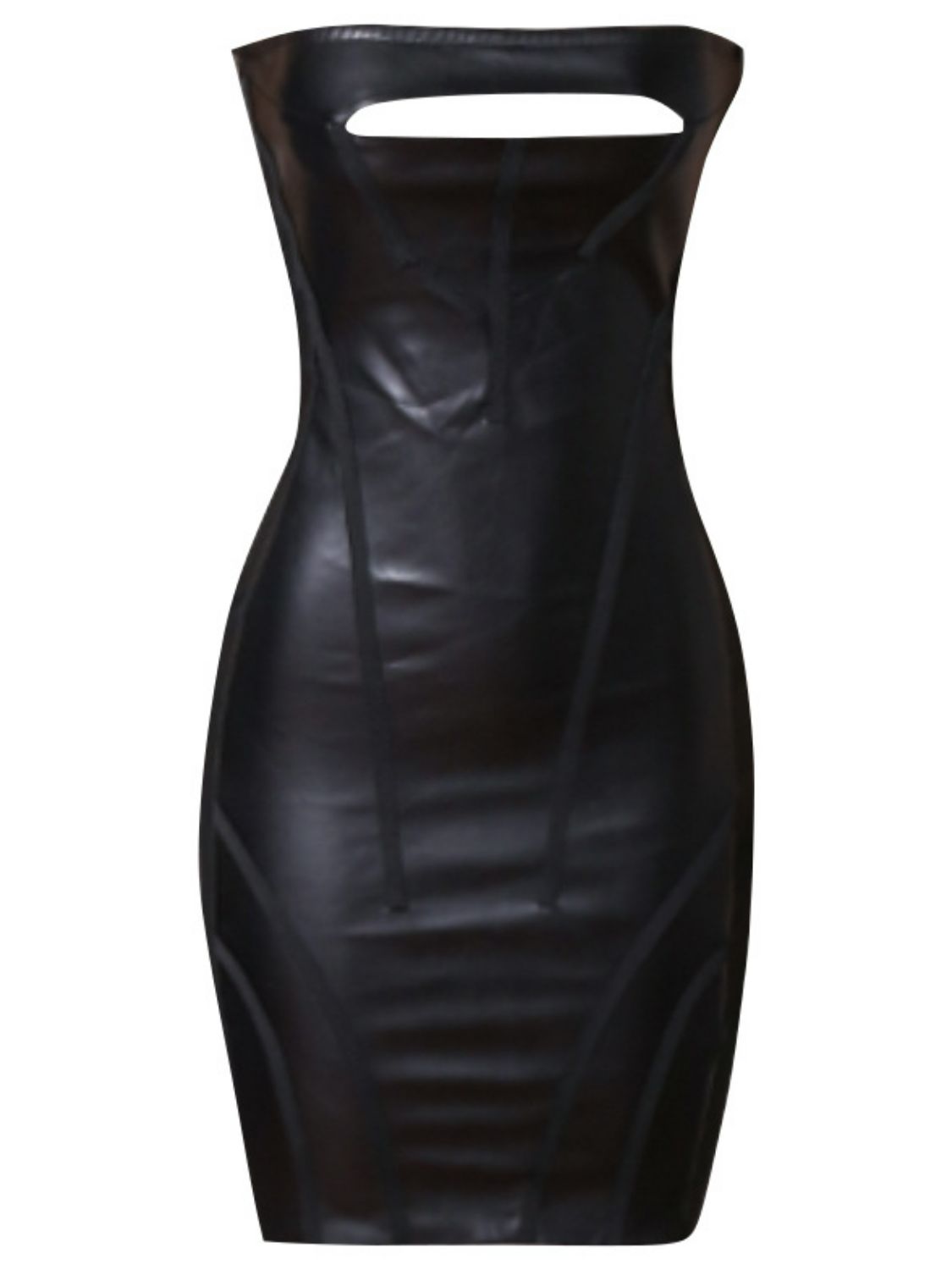 Cut It Out Faux Leather Bandage Dress - NUTRAL ATTIRE