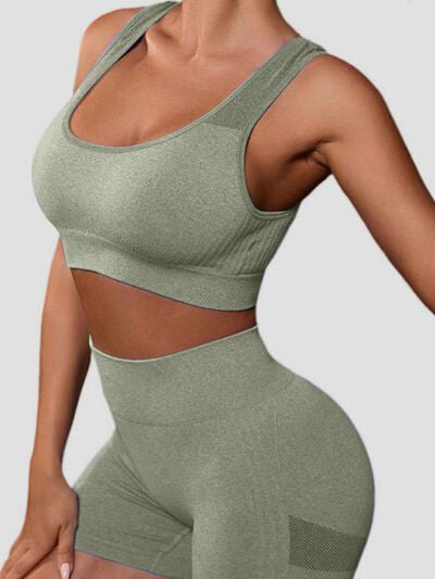 Cutout Scoop Neck Tank and Shorts Active Set - NUTRAL ATTIRE