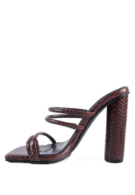 DANDELION HIGH BLOCK HEELED CROC SANDALS - NUTRAL ATTIRE