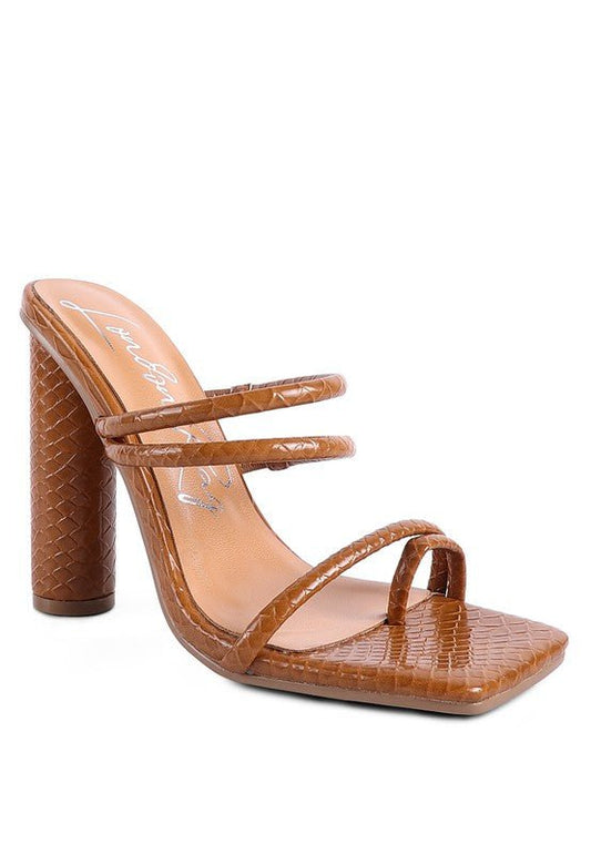 DANDELION HIGH BLOCK HEELED CROC SANDALS - NUTRAL ATTIRE