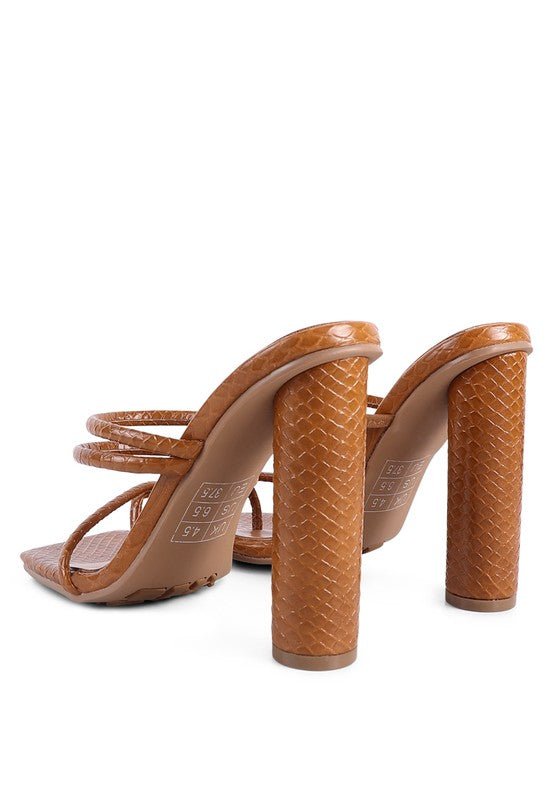 DANDELION HIGH BLOCK HEELED CROC SANDALS - NUTRAL ATTIRE