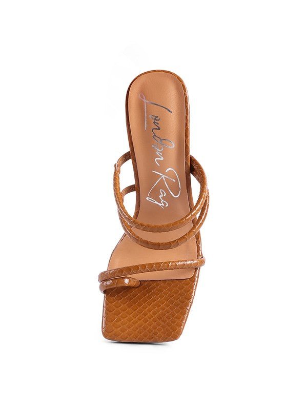 DANDELION HIGH BLOCK HEELED CROC SANDALS - NUTRAL ATTIRE