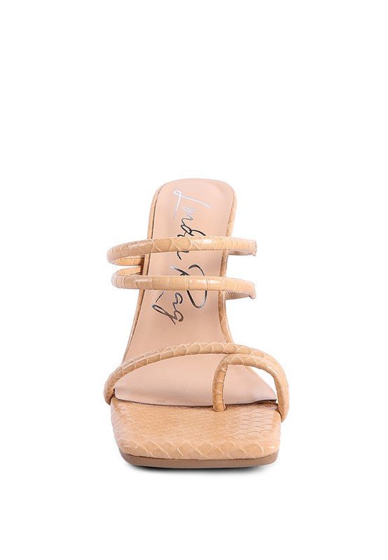 DANDELION HIGH BLOCK HEELED CROC SANDALS - NUTRAL ATTIRE