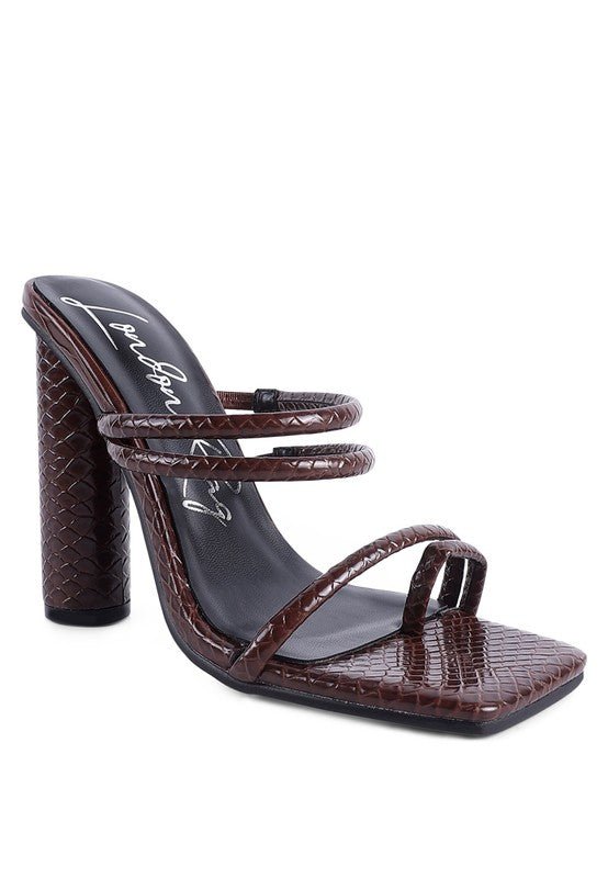 DANDELION HIGH BLOCK HEELED CROC SANDALS - NUTRAL ATTIRE