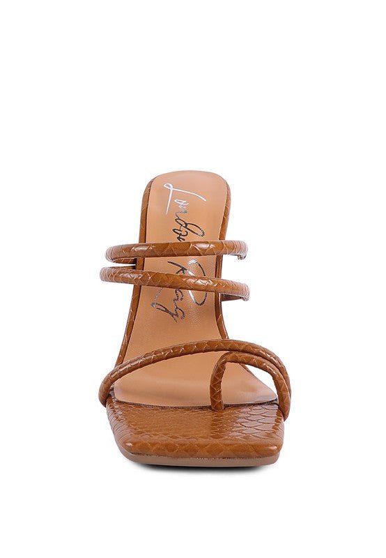 DANDELION HIGH BLOCK HEELED CROC SANDALS - NUTRAL ATTIRE