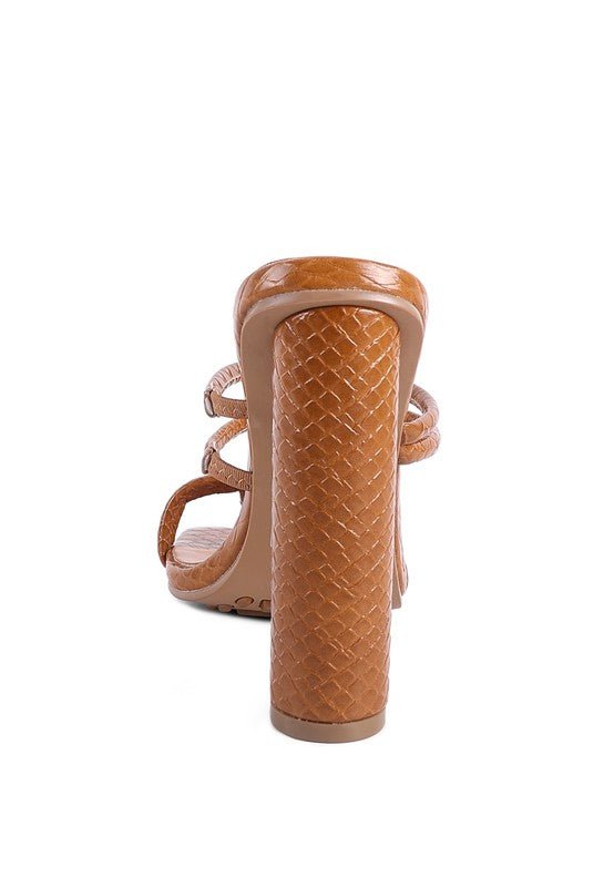 DANDELION HIGH BLOCK HEELED CROC SANDALS - NUTRAL ATTIRE