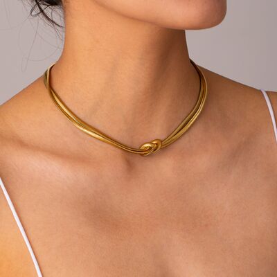 Double Layered Knot Herringbone Choker Necklace - NUTRAL ATTIRE