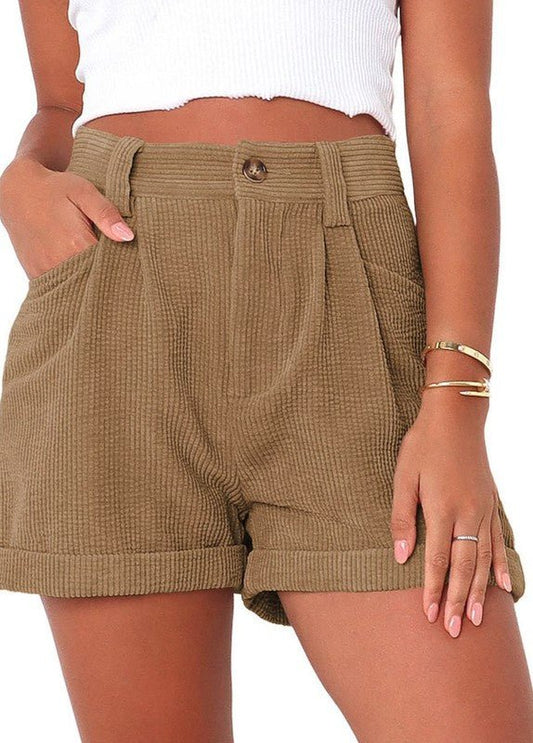 Elly High waisted corduroy shorts khaki - NUTRAL ATTIRE