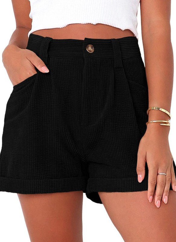 Elly High waisted corduroy shorts khaki - NUTRAL ATTIRE