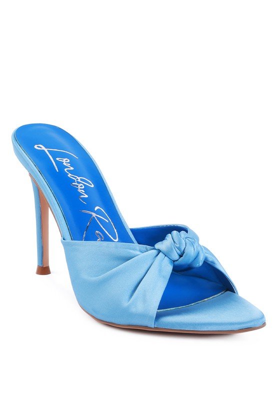 FIRST CRUSH SATIN KNOT HIGH HEELED SANDALS - NUTRAL ATTIRE