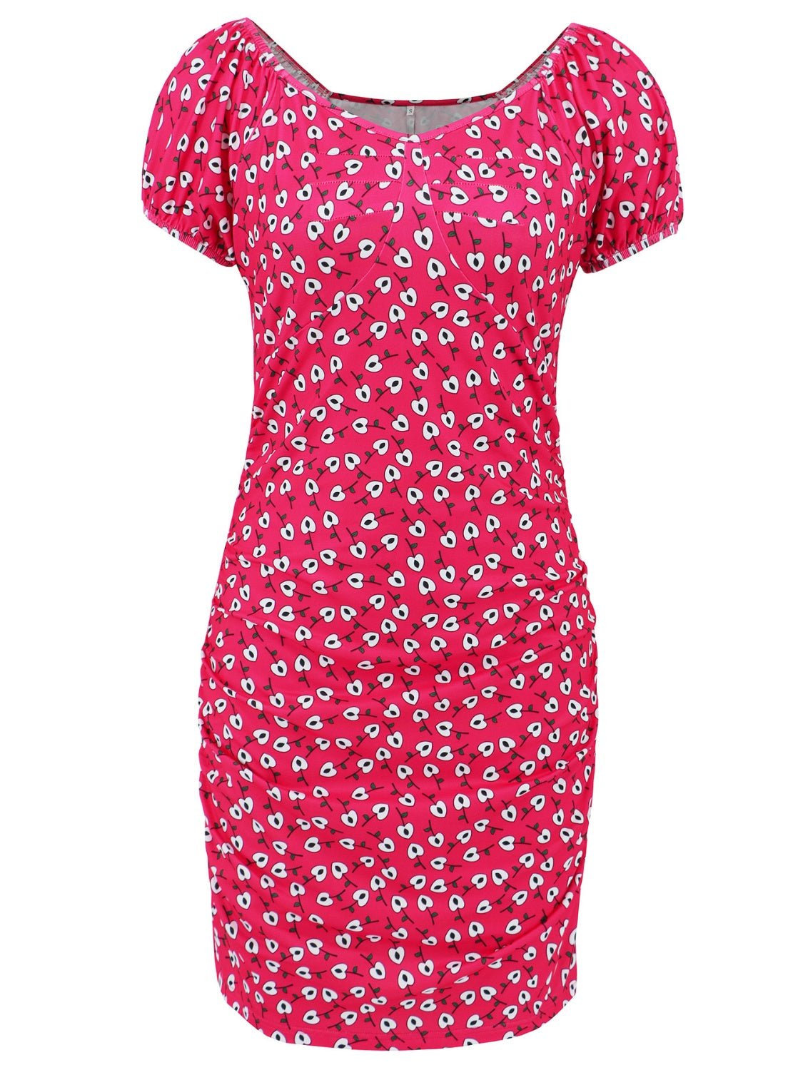 Flora Printed V - Neck Short Sleeve Mini Dress Pink - NUTRAL ATTIRE