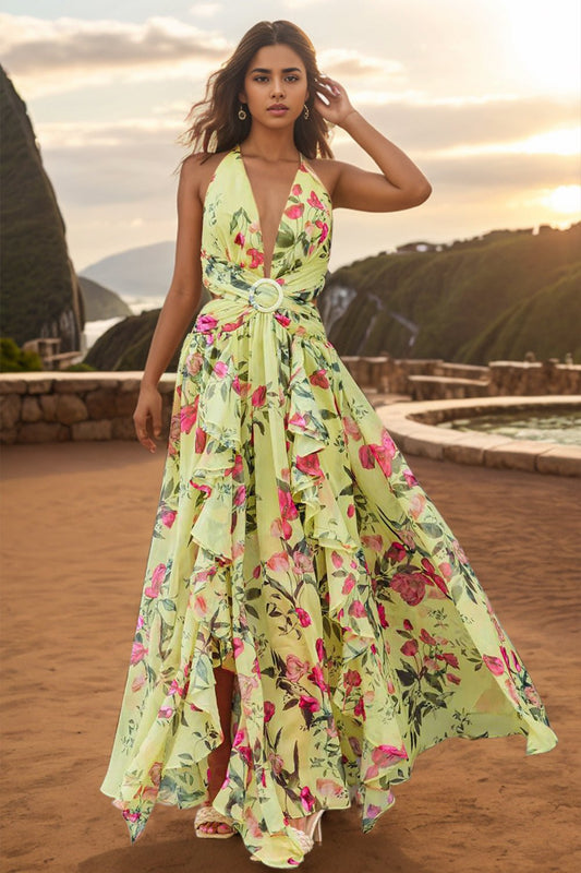 Floral Backless Printed Maxi Sleeveless Dress - NUTRAL ATTIRE