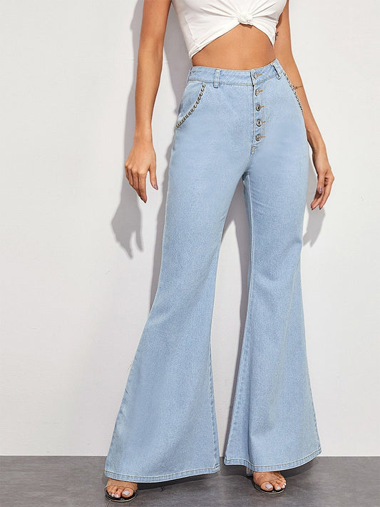 Fly Girl Button Wide Leg Jeans - NUTRAL ATTIRE