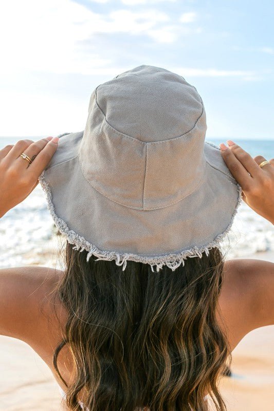 Frayed Edge Canvas Bucket Hat - NUTRAL ATTIRE