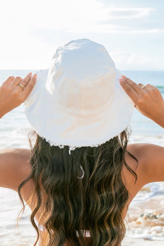 Frayed Edge Canvas Bucket Hat - NUTRAL ATTIRE