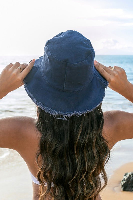 Frayed Edge Canvas Bucket Hat - NUTRAL ATTIRE