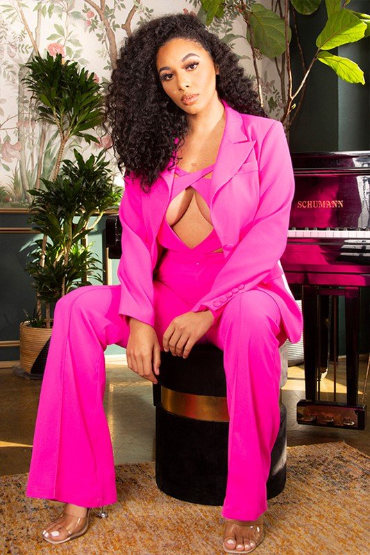 Hot pink sexy cutout two pcs suit - NUTRAL ATTIRE