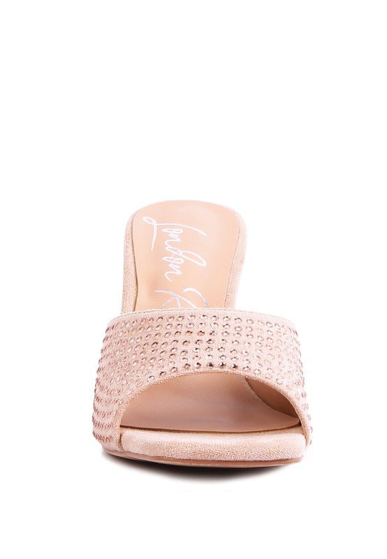 Imprint Diamante Stud Slip On Sandals - NUTRAL ATTIRE