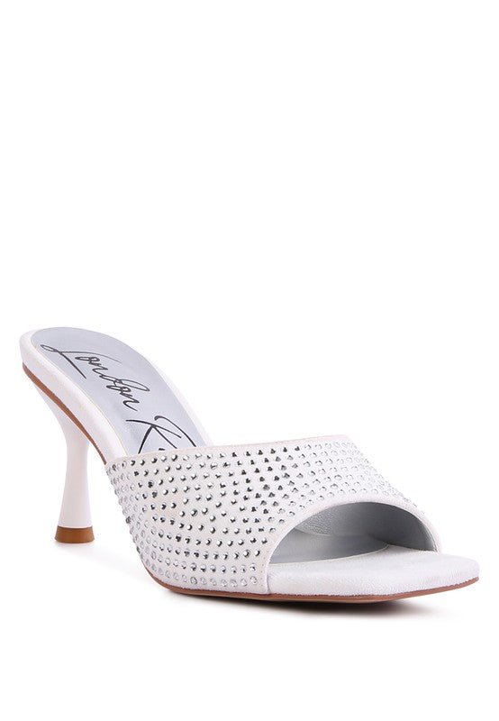 Imprint Diamante Stud Slip On Sandals - NUTRAL ATTIRE