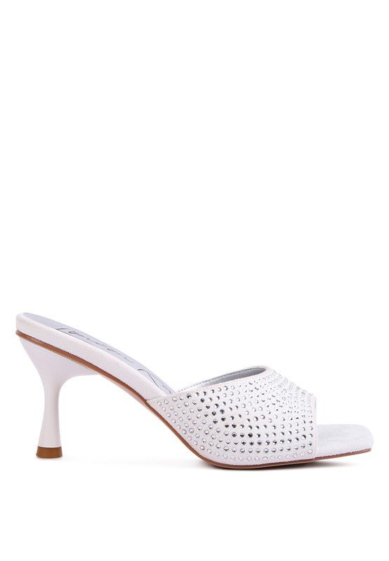 Imprint Diamante Stud Slip On Sandals - NUTRAL ATTIRE