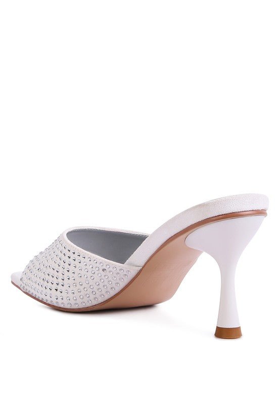 Imprint Diamante Stud Slip On Sandals - NUTRAL ATTIRE