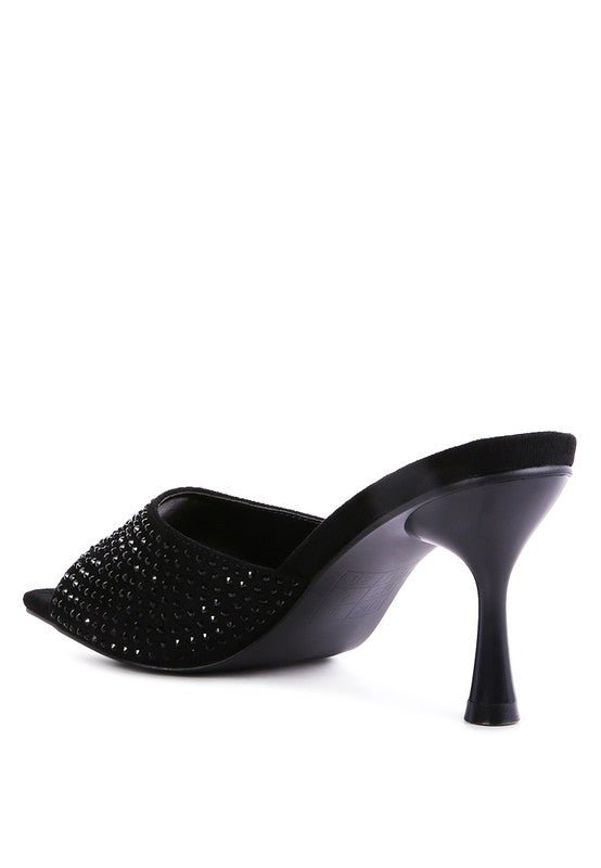 Imprint Diamante Stud Slip On Sandals - NUTRAL ATTIRE