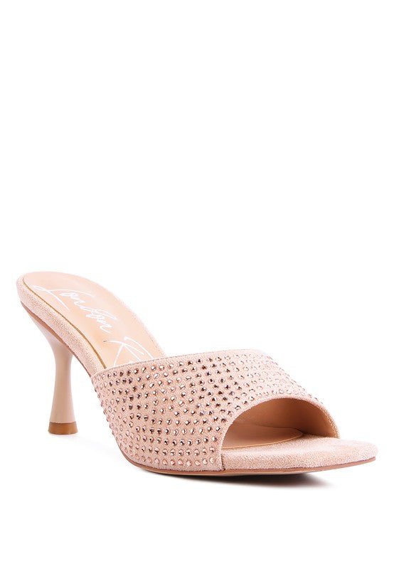 Imprint Diamante Stud Slip On Sandals - NUTRAL ATTIRE