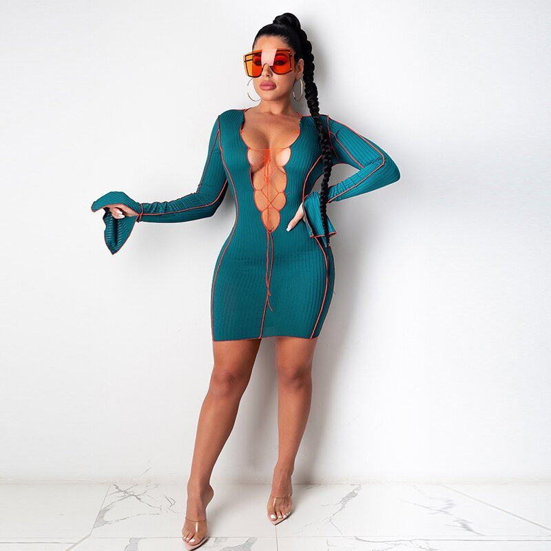 Laced Up Dress - NUTRAL ATTIRE