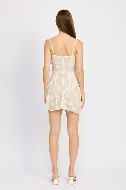 LESLIE SPAGHETTI STRAP LACE MINI DRESS CREAM - NUTRAL ATTIRE