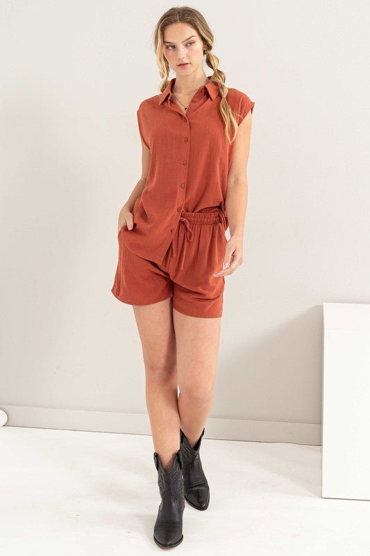 Linen Shirt and Shorts Set - NUTRAL ATTIRE