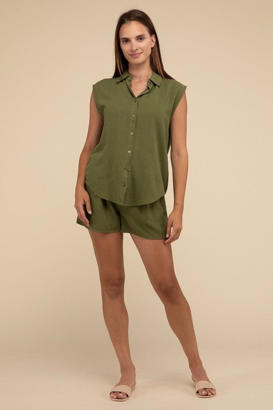 Linen Shirt and Shorts Set - NUTRAL ATTIRE