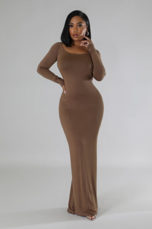 Long Sleeves Stretch Dress - NUTRAL ATTIRE