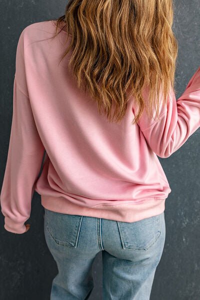 LOVER Round Neck Dropped Shoulder Sweatshirt - NUTRAL ATTIRE