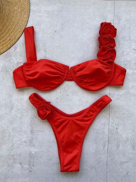 Lover Two piece rose bikini red - NUTRAL ATTIRE