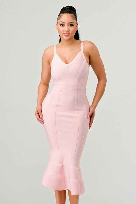 MARILYN BODYCON MIDI DRESS PINK - NUTRAL ATTIRE