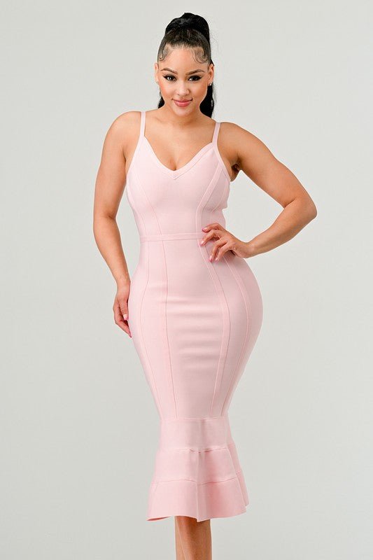 MARILYN BODYCON MIDI DRESS PINK - NUTRAL ATTIRE