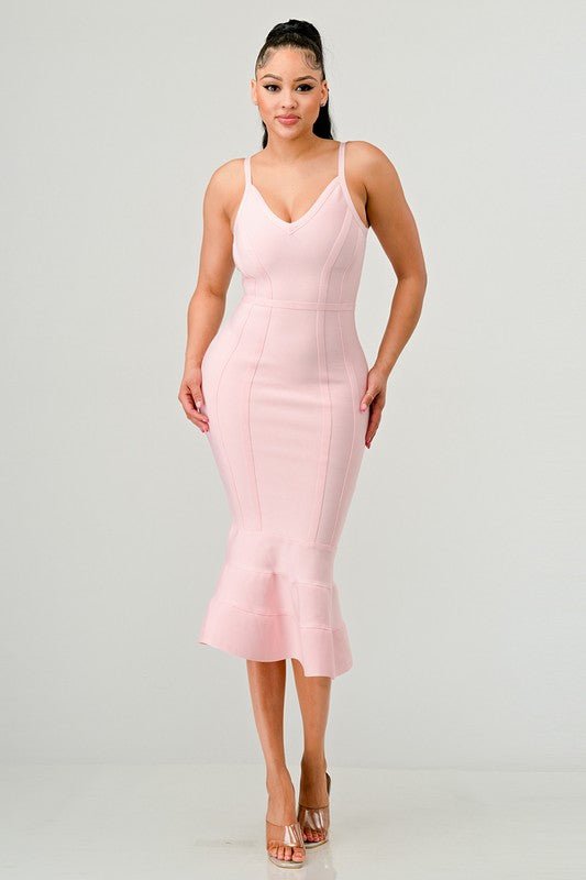 MARILYN BODYCON MIDI DRESS PINK - NUTRAL ATTIRE