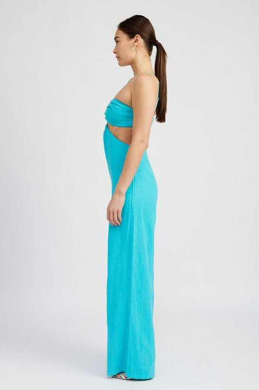 MYKONOS DOUBLE O RING CUT OUT JUMPSUIT TURQUOISE - NUTRAL ATTIRE