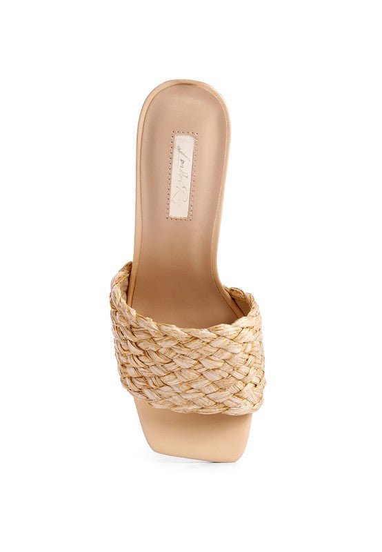 Ny Tour Braided Strap Heeled Sandals - NUTRAL ATTIRE