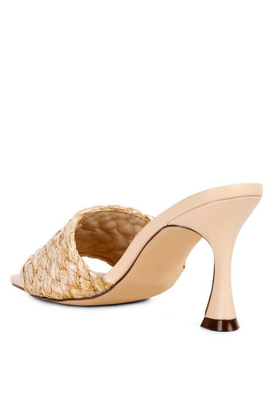 Ny Tour Braided Strap Heeled Sandals - NUTRAL ATTIRE