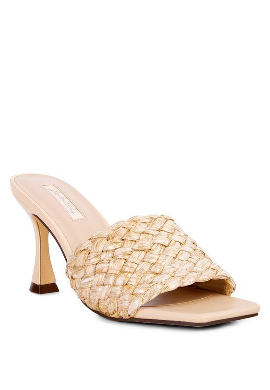 Ny Tour Braided Strap Heeled Sandals - NUTRAL ATTIRE