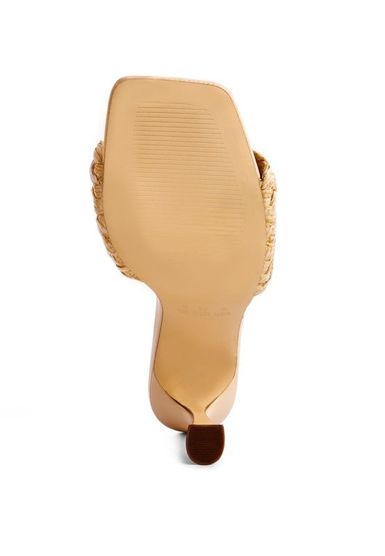 Ny Tour Braided Strap Heeled Sandals - NUTRAL ATTIRE