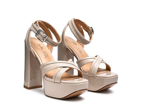 NYLE PLATFORM HEELED SANDALS - NUTRAL ATTIRE