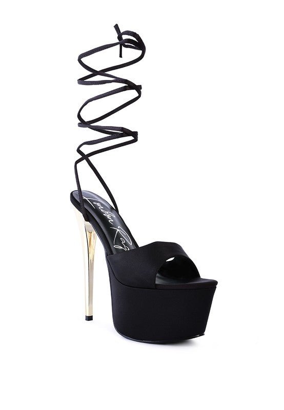 PASSION DRAMATIC PLATFORM LACE - UP HEEL SANDALS - NUTRAL ATTIRE