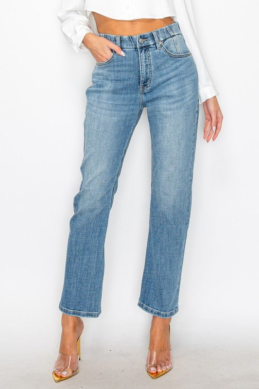 PLUS - TUMMY CONTROL HIGH RISE STRAIGHT JEANS - NUTRAL ATTIRE