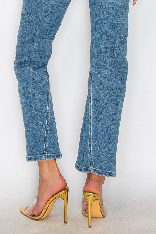 PLUS - TUMMY CONTROL HIGH RISE STRAIGHT JEANS - NUTRAL ATTIRE