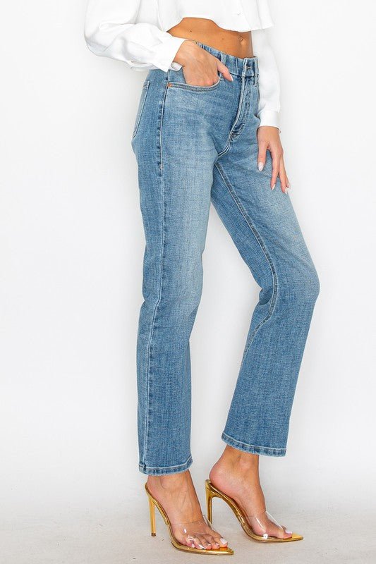 PLUS - TUMMY CONTROL HIGH RISE STRAIGHT JEANS - NUTRAL ATTIRE