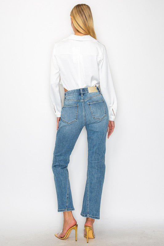 PLUS - TUMMY CONTROL HIGH RISE STRAIGHT JEANS - NUTRAL ATTIRE