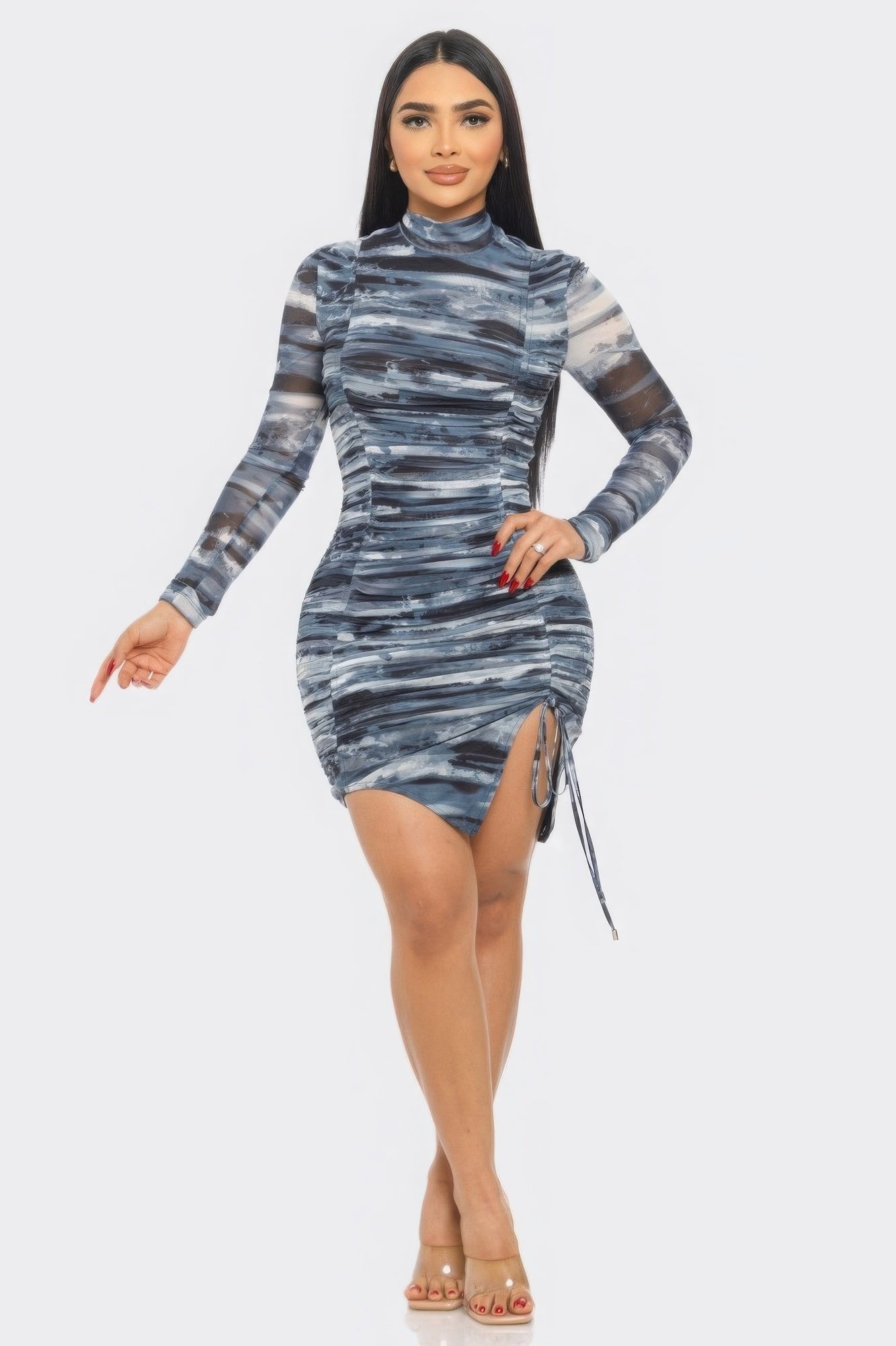 Print Mesh Mini Dress - NUTRAL ATTIRE