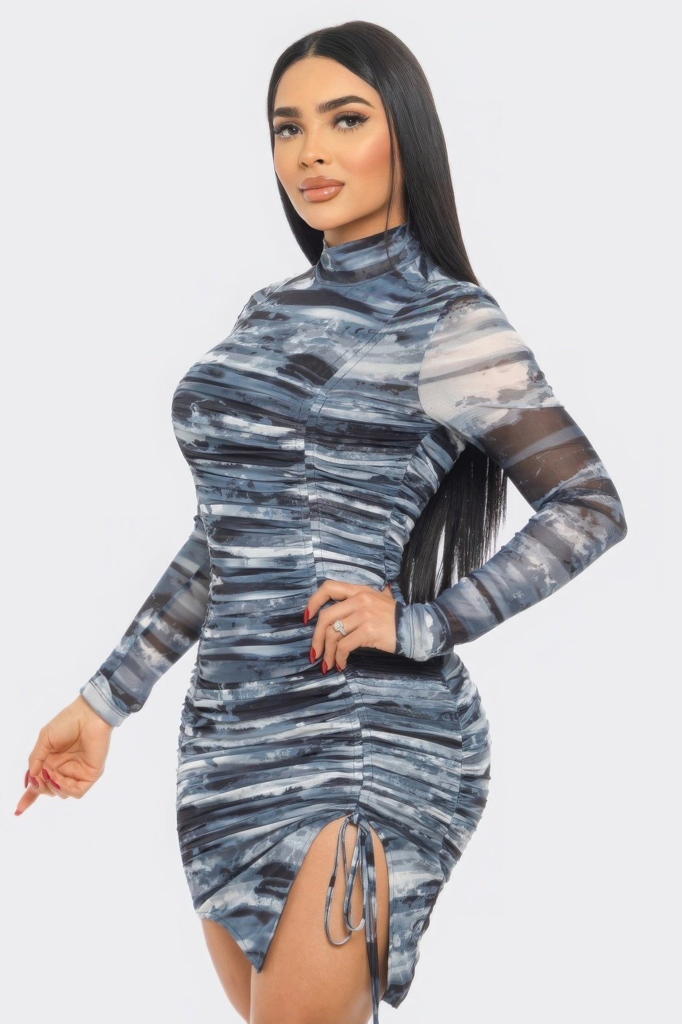 Print Mesh Mini Dress - NUTRAL ATTIRE